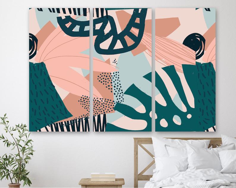 Модульная картина на холсте из трех частей KIL Art Абстракция разные фигуры 78x48 см (M3_M_375)