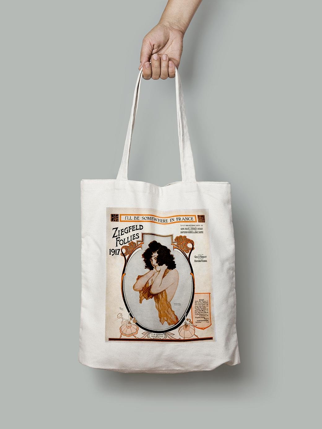 Еко-сумка Обкладинка нот Зигфельд Фолліс 1917 року  Я буду десь у Франції шопер (03ac94c9dcbe_Bag)
