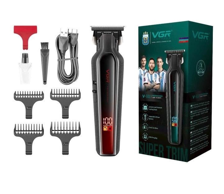 Тример для стрижки VGR V-930 4 насадки LED display Червоний (2899652972)