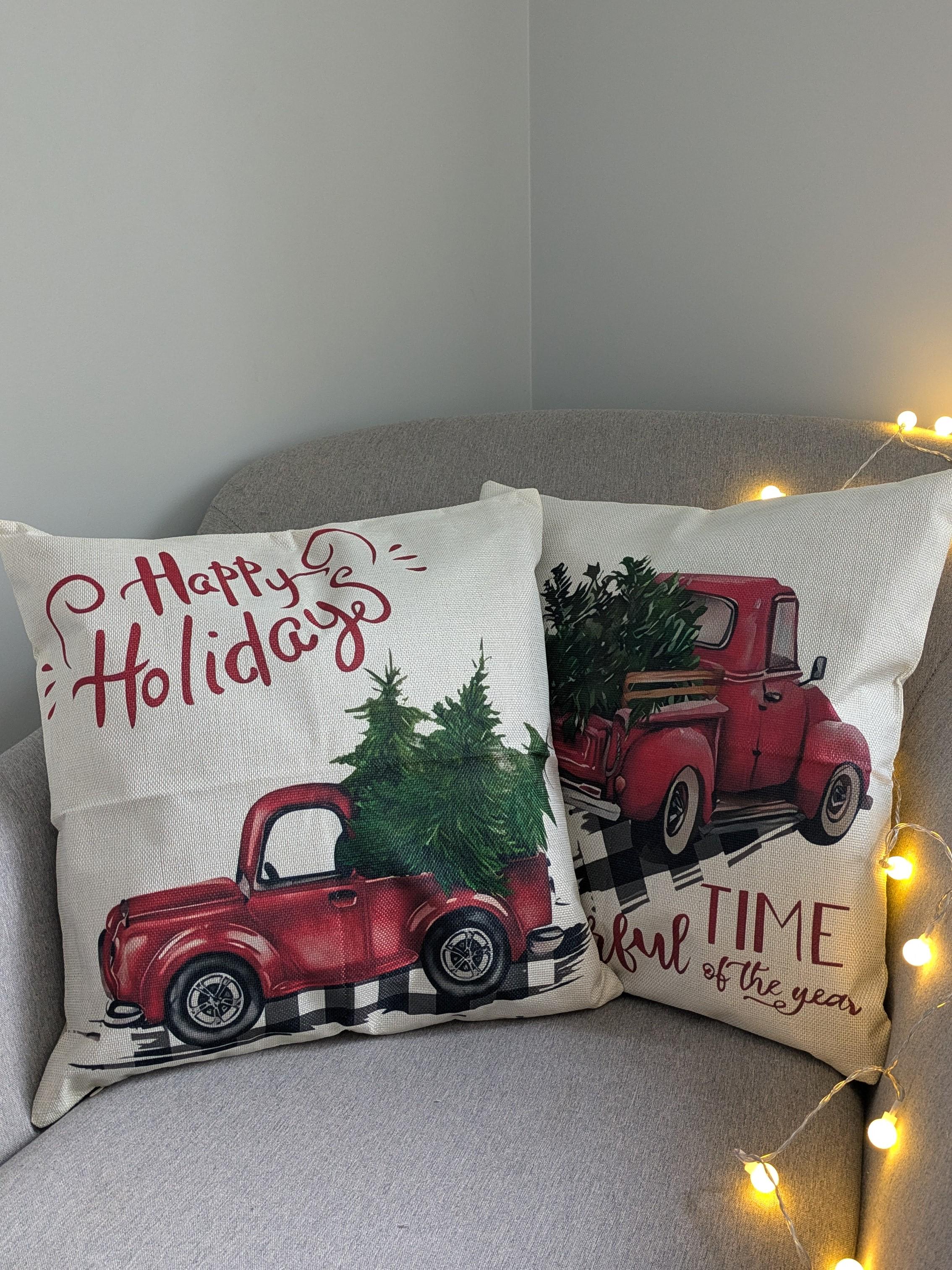 Набір наволочок новорічних Автомобілі 45х45 см (1931) - фото 2 Набір наволочок новорічних Автомобілі 45х45 см (1931) - фото 2