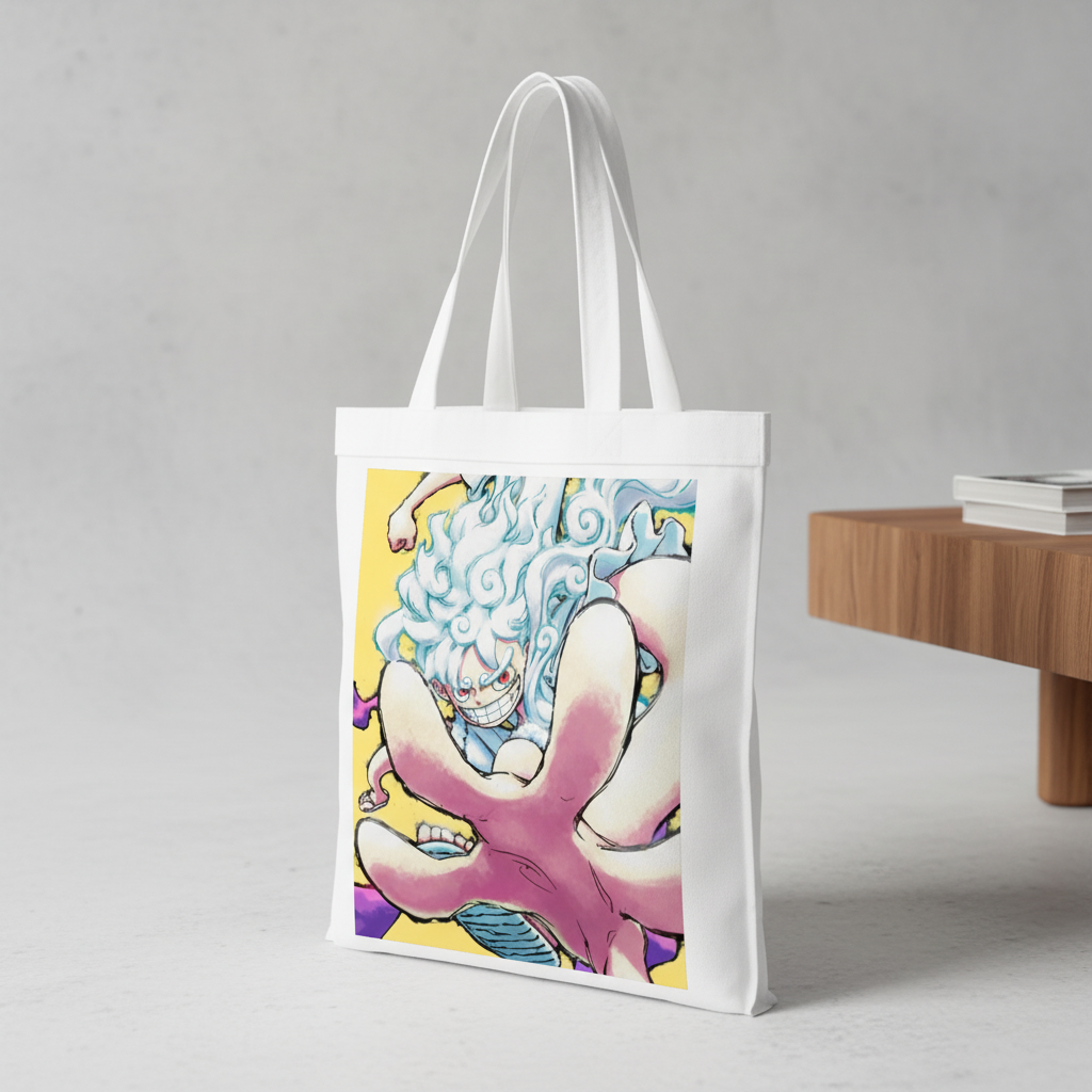 Сумка-шопер One Piece Монки Д. Луффи из льна Белый (26724)