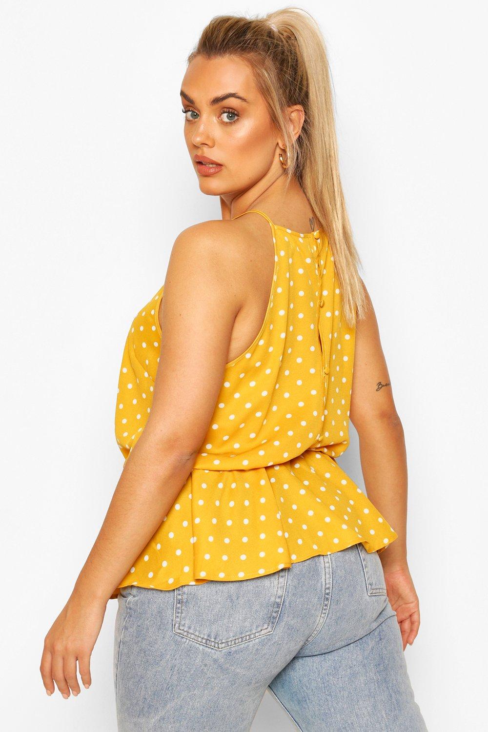 Блуза Boohoo літня в крапку 4XL Жовтий - фото 4 Блуза Boohoo літня в крапку 4XL Жовтий - фото 4