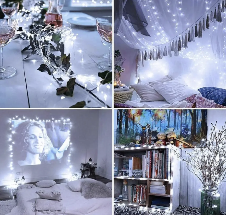 Новогодняя гирлянда Капля росы 50 LED 5 м на батарейках для украшения дома и елки Холодный белый свет (Е500192(cold)) - фото 7 Новогодняя гирлянда Капля росы 50 LED 5 м на батарейках для украшения дома и елки Холодный белый свет (Е500192(cold)) - фото 7