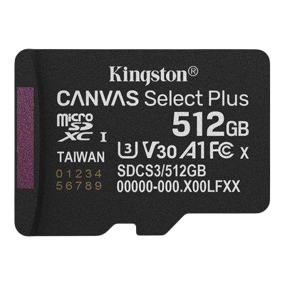 Карта памяти microSDXC UHS-1 U3 Kingston Canvas Select Plus Gen3 512 Гб 10 А1 V30 R-150MB/s (2765581020)