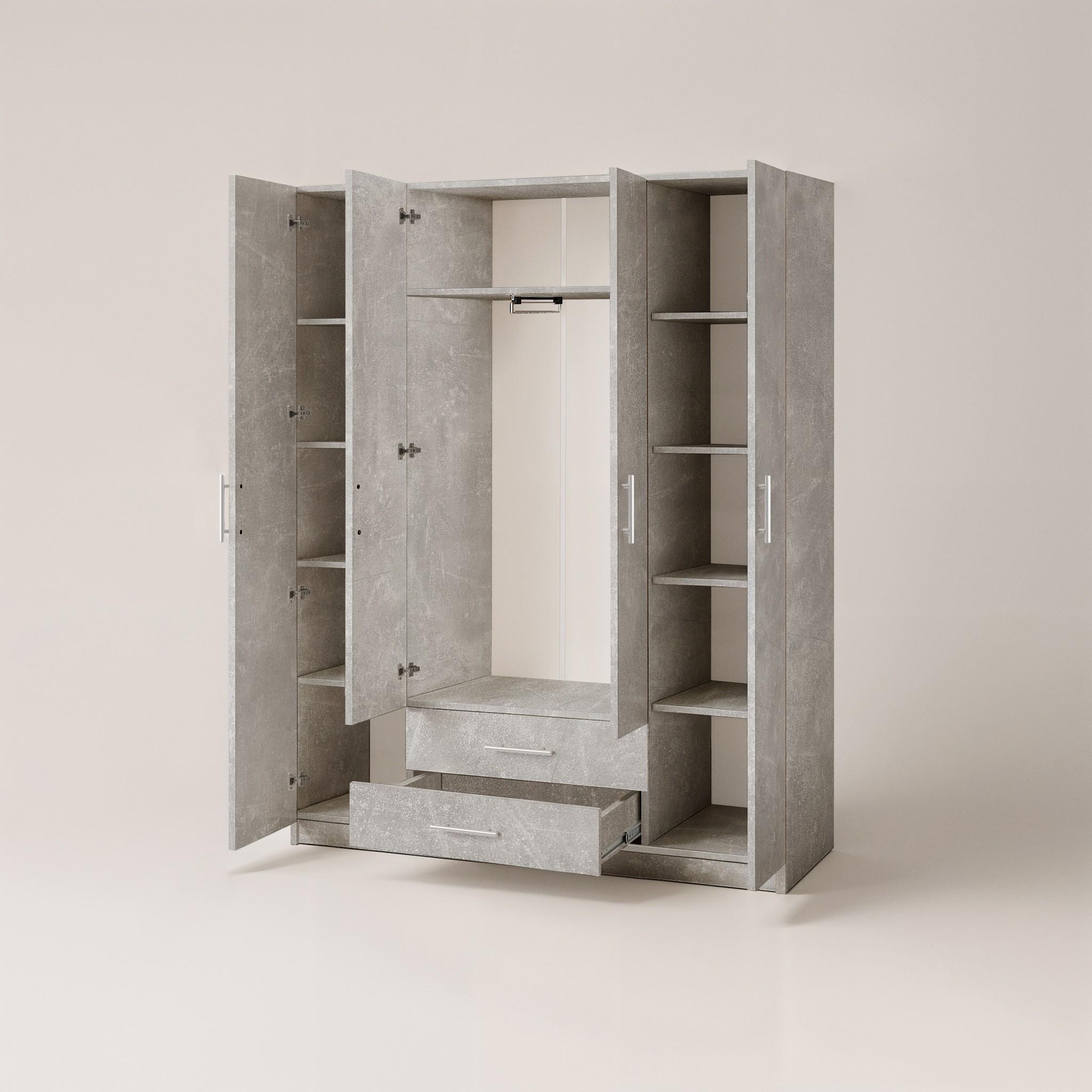 Шкаф для одежды Standart 2+4 1286x416x1900 мм Бетон - фото 3 Шкаф для одежды Standart 2+4 1286x416x1900 мм Бетон - фото 3