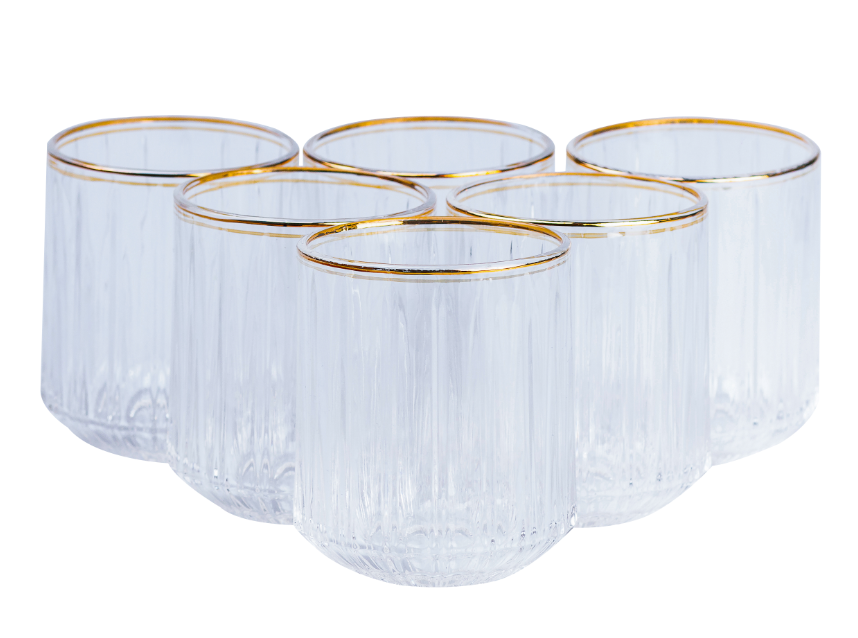 Набор стаканов Lirmartur фигурных 6 шт. по 315 мл с декором Прозрачный/Золотой - фото 2
