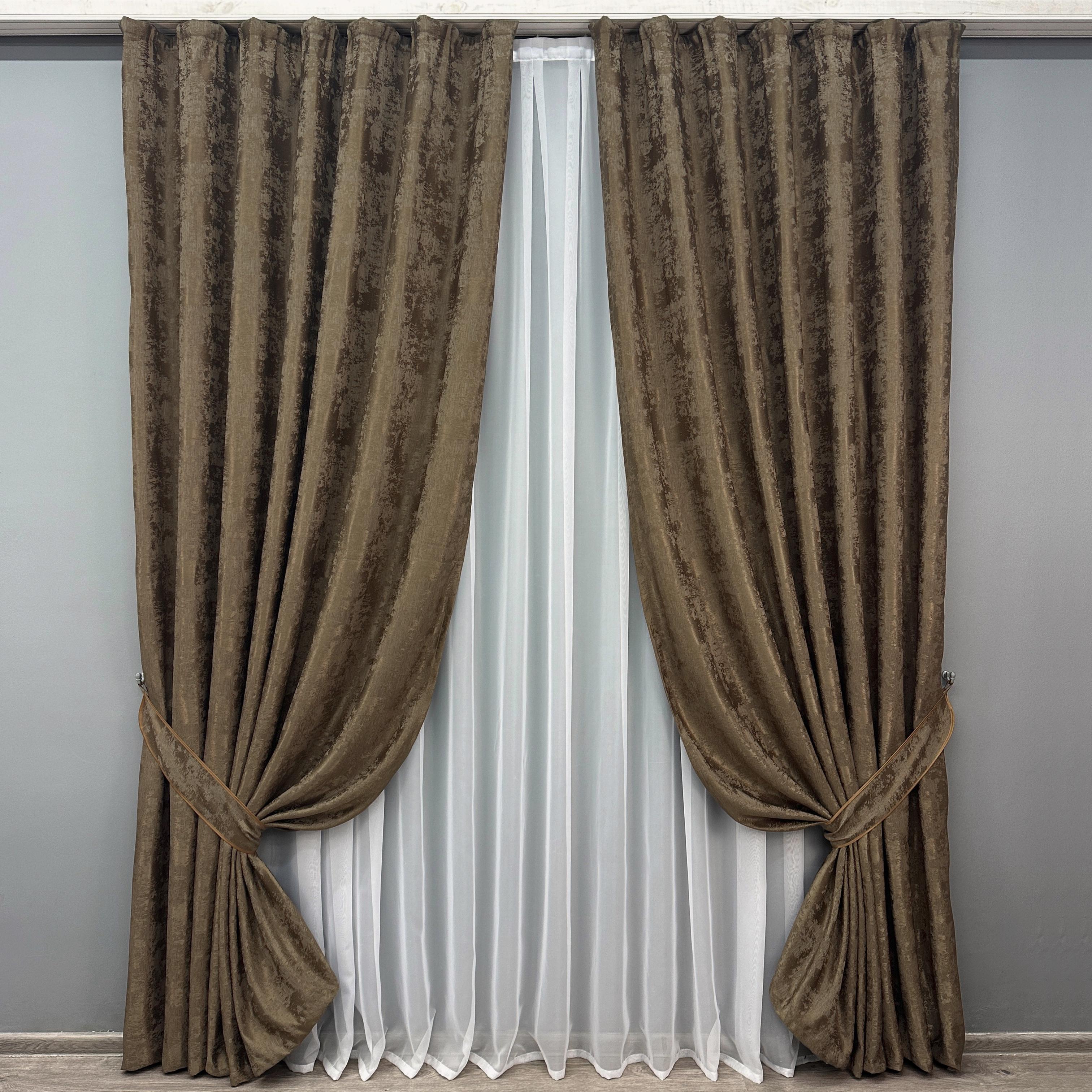 Комплект штор VR-Textil Sultan YL № 1203ш жаккард 150х270 см 2 шт. Коричневый (33-0030)