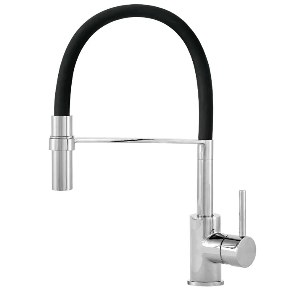 Смеситель для кухни Platinum 6034 BW PLS-A33664 с гибким изливом Черный (151863)