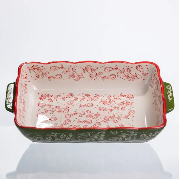 Форма для выпечки Vintage фарфоровая 1,3 л прямоугольная Зеленый (147-107-HM05-10) - фото 3 Форма для выпечки Vintage фарфоровая 1,3 л прямоугольная Зеленый (147-107-HM05-10) - фото 3