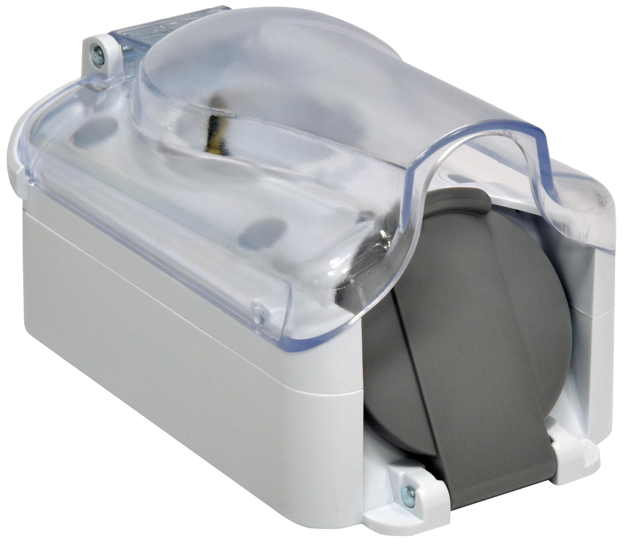 Розетка зовнішня подвійна ETI PRE-2PC із заземленням PC з кришкою IP44 Білий (4481021) - фото 2