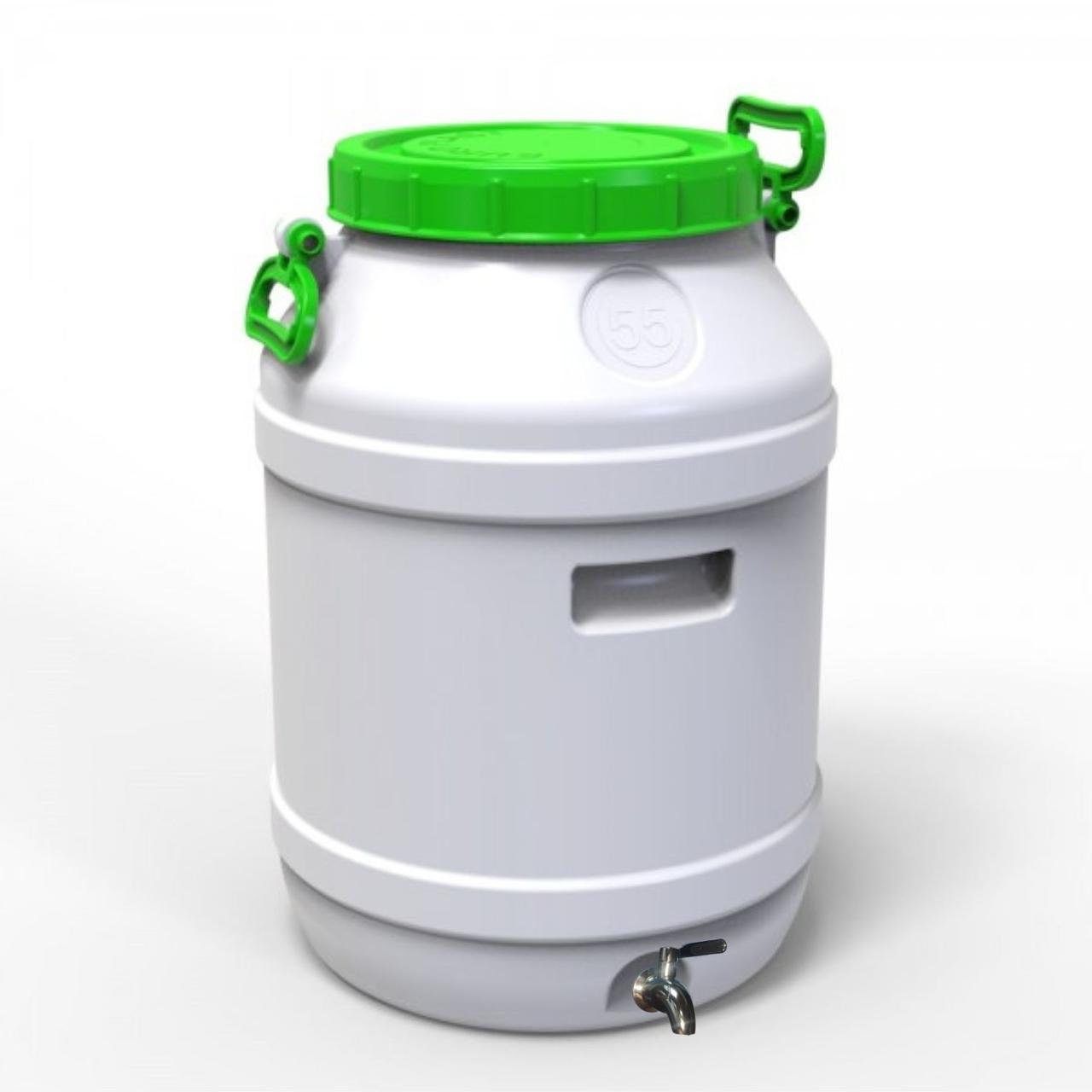 Бидон пищевой Евро Пласт с нержавеющим краном AISI 304 зеленая крышка 55 л (172763) - фото 1 Бидон пищевой Евро Пласт с нержавеющим краном AISI 304 зеленая крышка 55 л (172763) - фото 1