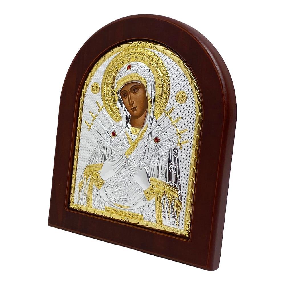 Ікона Богородиця Семистрільна грецька 13х11 см (EP3-152XAG/P)