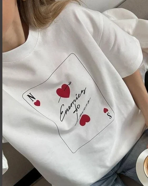 Футболка женская с принтом Pin-000-387 повседневная M Белый (2634325178) Футболка женская с принтом Pin-000-387 повседневная M Белый (2634325178)