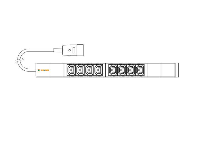 Блок PDU розеток в серверну шафу Conteg IP-BA-C20C34C916 C13/C19 16A 3 м (10258939) - фото 2