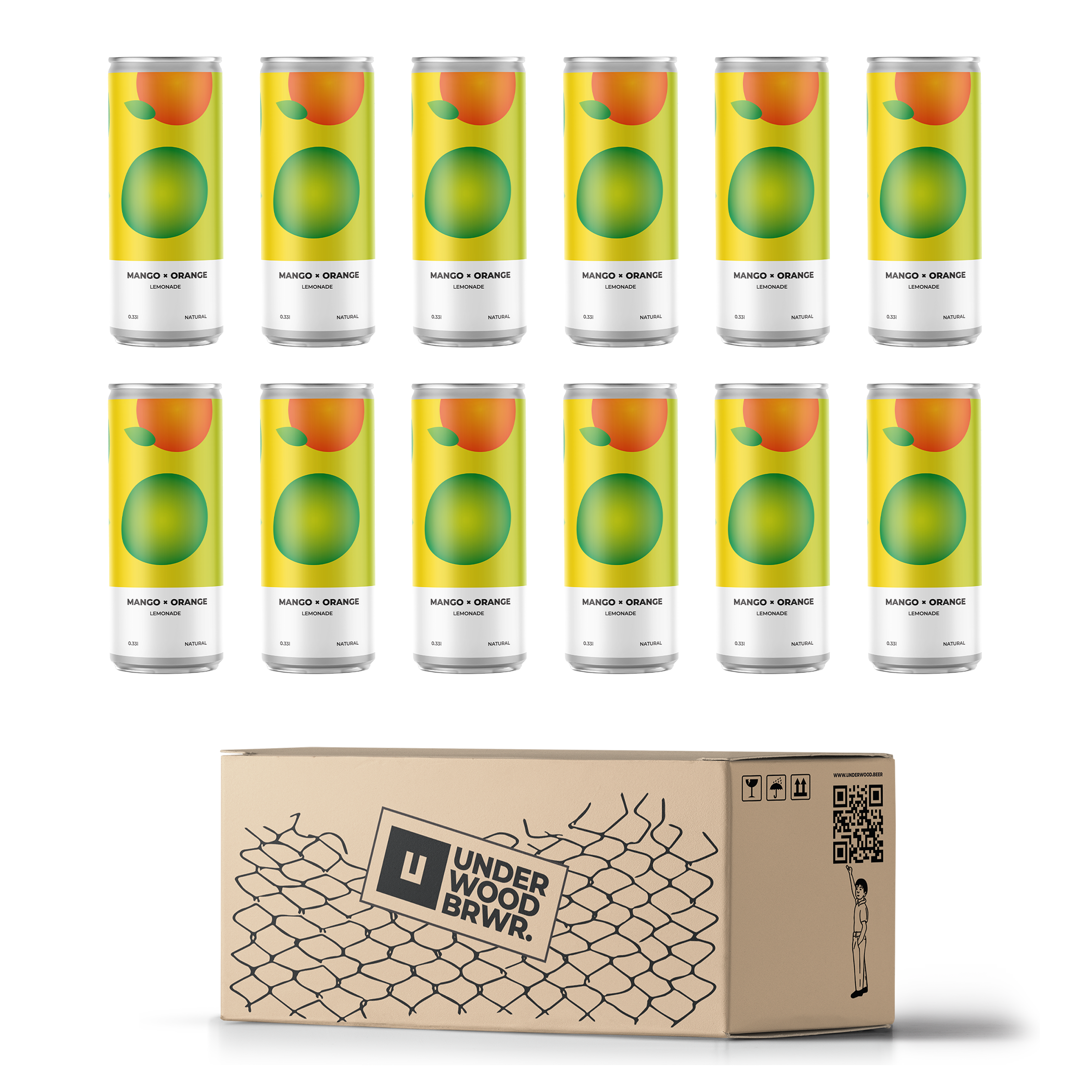 Лимонад безалкогольний газований Underwood Brewery Mango x Orange натуральний 0,33 л 12 шт. (937701)