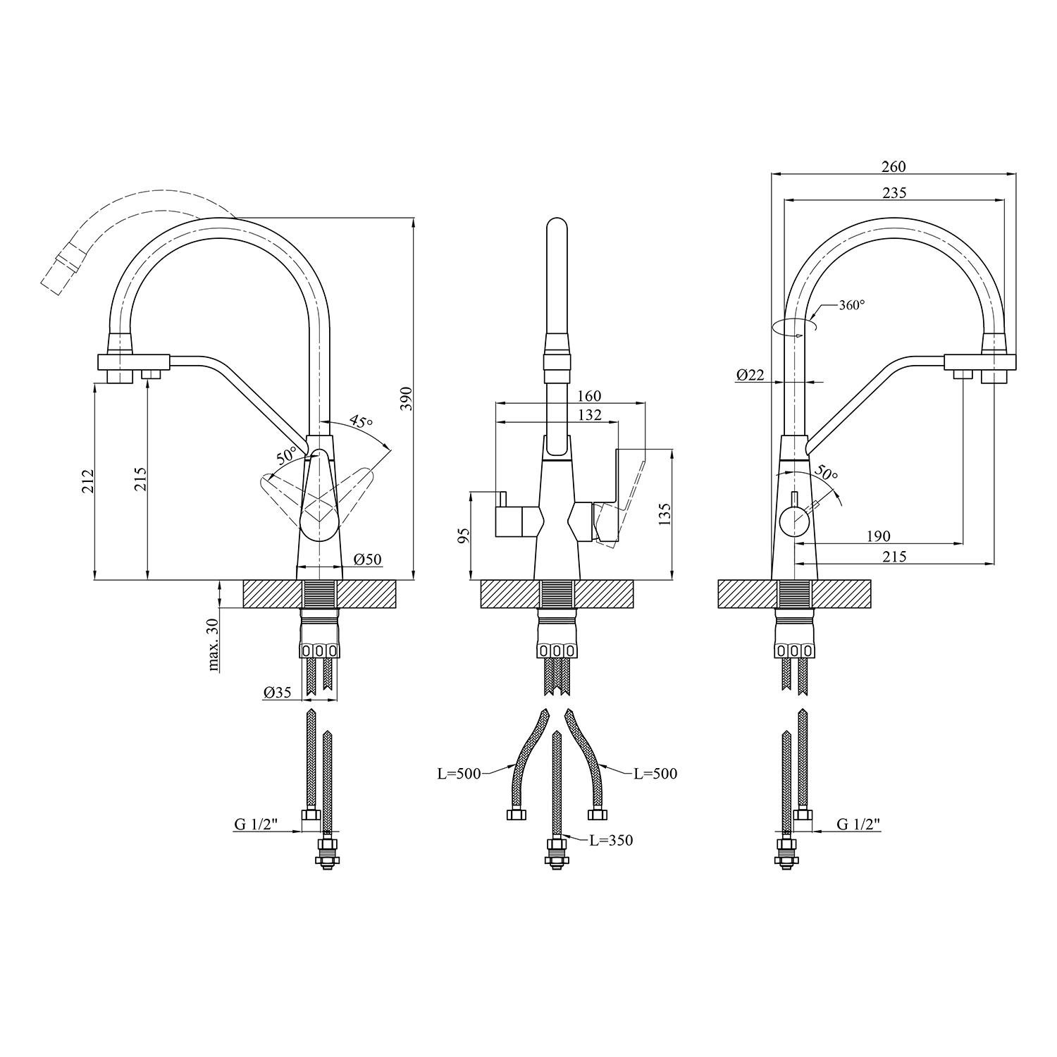 Мойка для кухни интегрированная Qtap DH5050 (00134) - фото 9