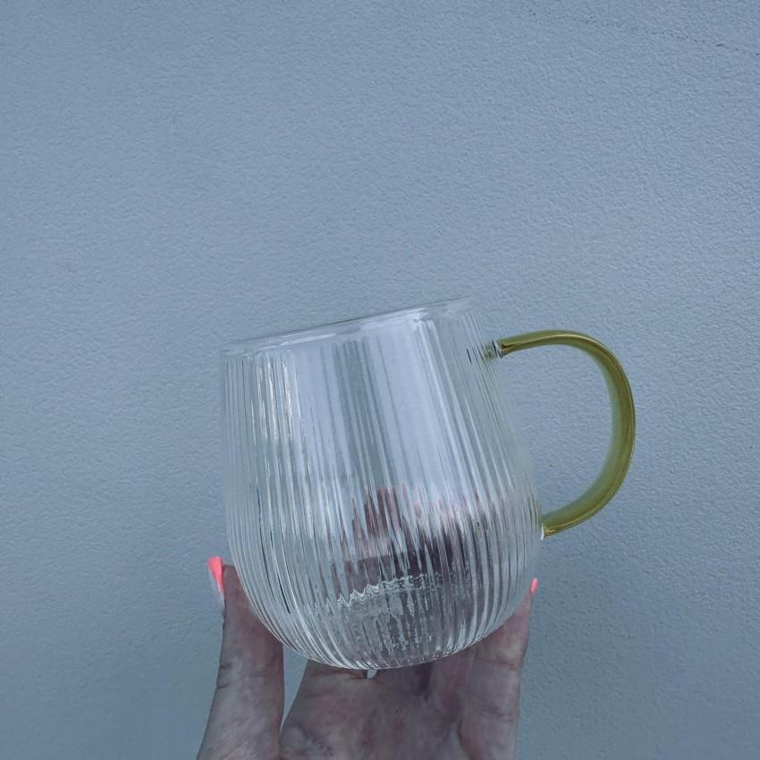 Чашка скляна Stenson R92947 із золотистою ручкою 380 мл (2679640883) - фото 2