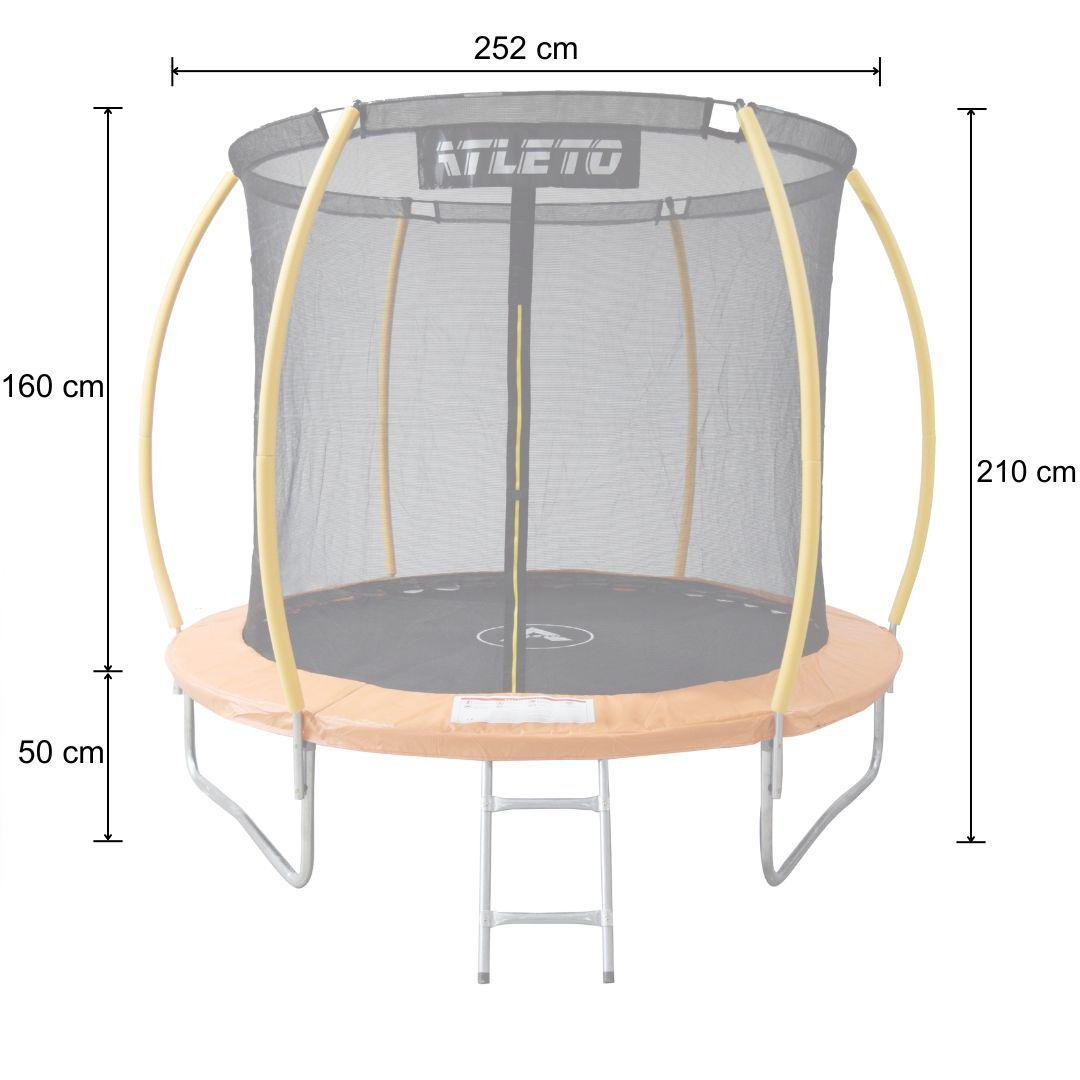 Батут детский Atleto с внутренней сеткой/стремянкой/мячиком 252 см Оранжевый (4972) - фото 2