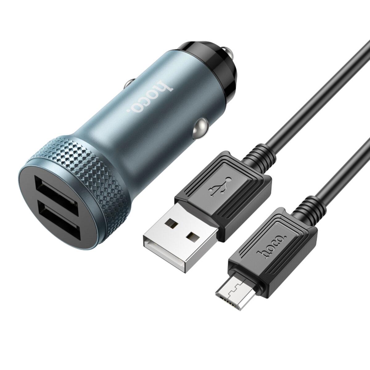 Адаптер автомобильный Hoco Z49 Level dual port car charger set Metal Grey (12909688)