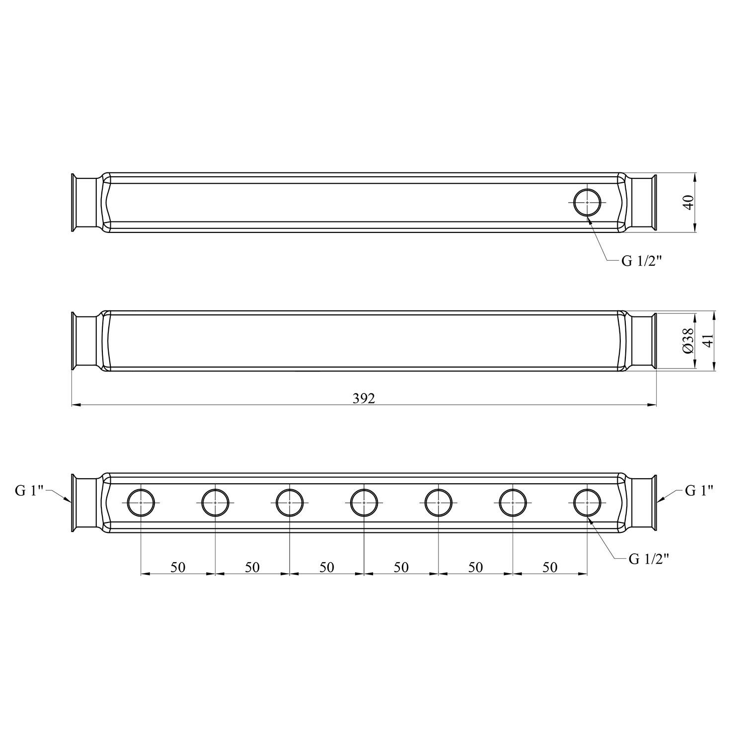 Коллектор Karro на 7 выходов 1"х1/2" РВ нержавеющая сталь (KR-1003) - фото 2
