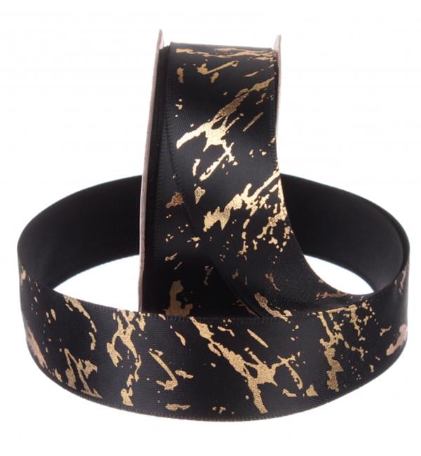 Атласна стрічка Black/Gold 2,5x18 м