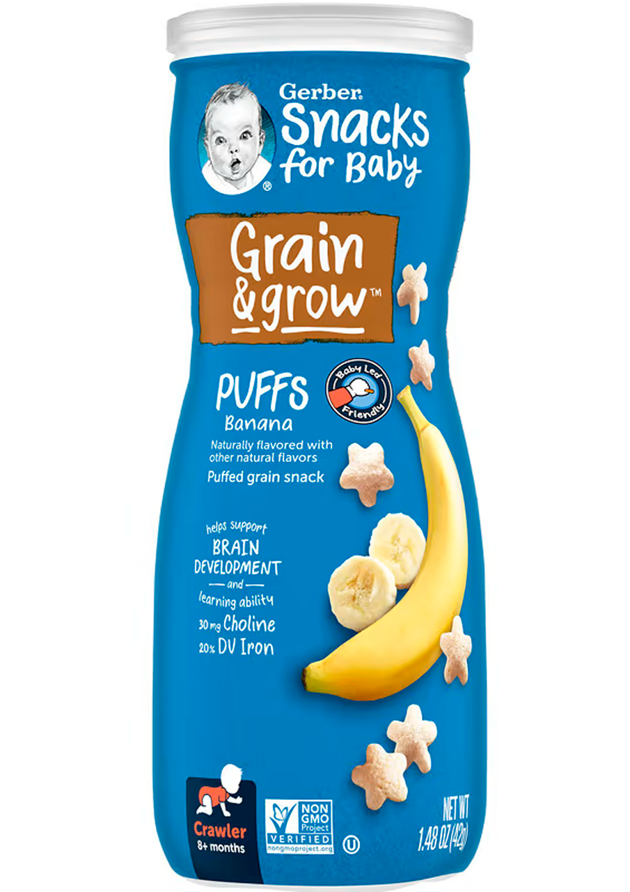 Снеки з повітряних злаків Gerber Grain&Grow Puffs Snack банан від 8 місяців 42 г