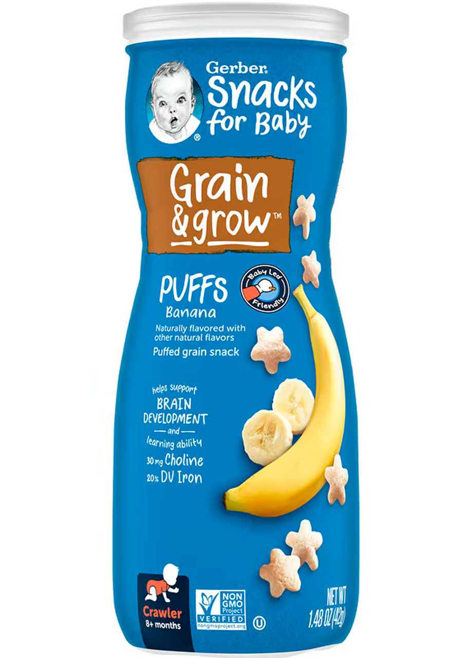 Снеки из воздушных злаков Gerber Grain&Grow Puffs Snack банан от 8 месяцев 42 г