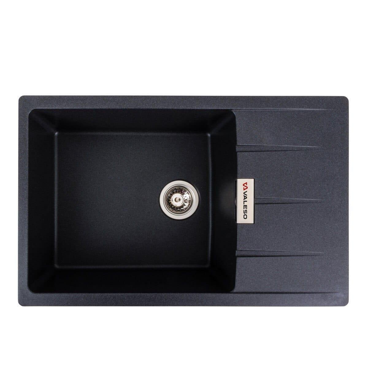 Мойка гранитная Valeso Roma врезная прямоугольная матовая 780х500 мм Карбон