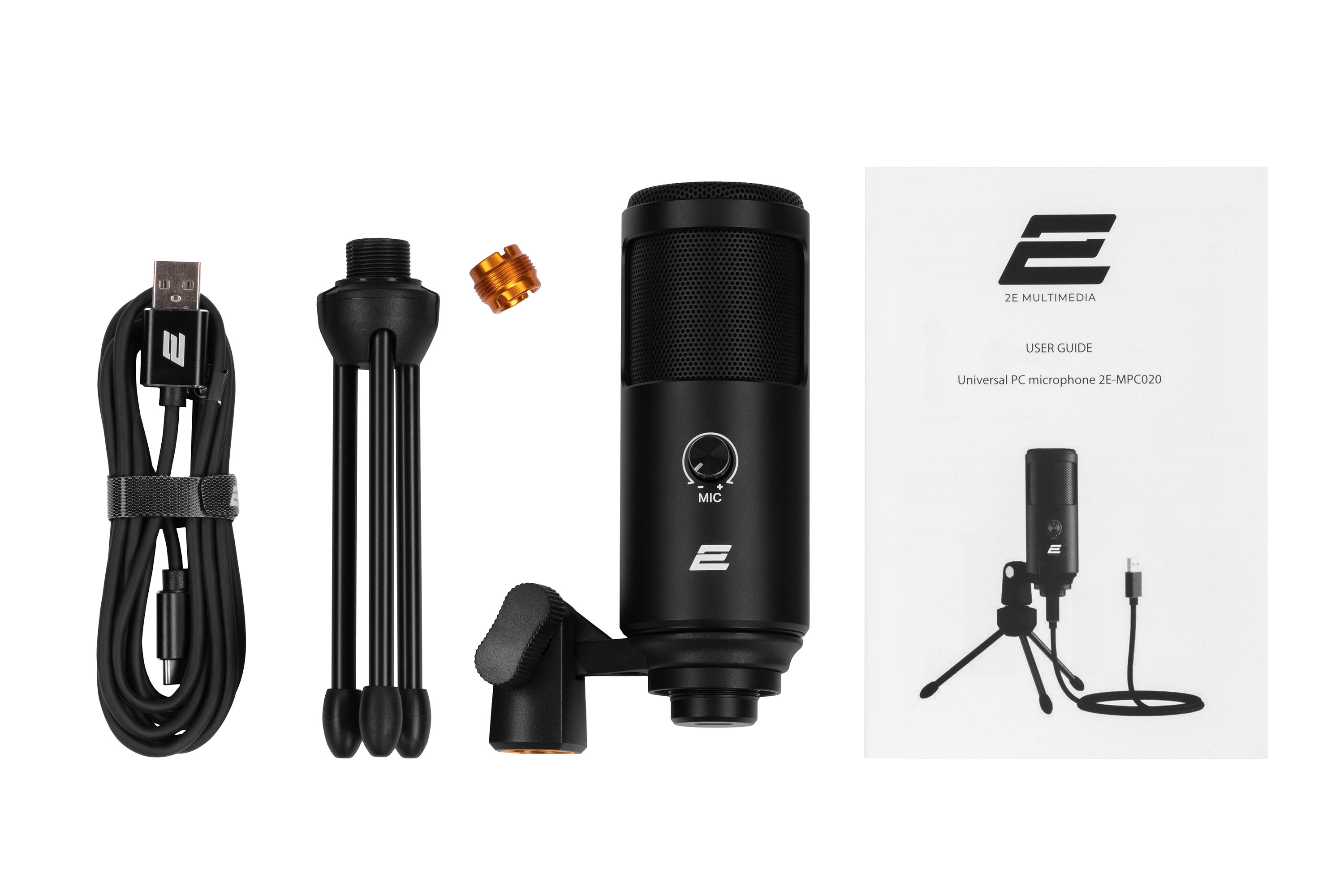 Мікрофон для ПК конденсаторний/електретний зі штативом 2Е MPC020 Streaming KIT USB-кабель 1 м Чорний (2E-MPC020) - фото 10