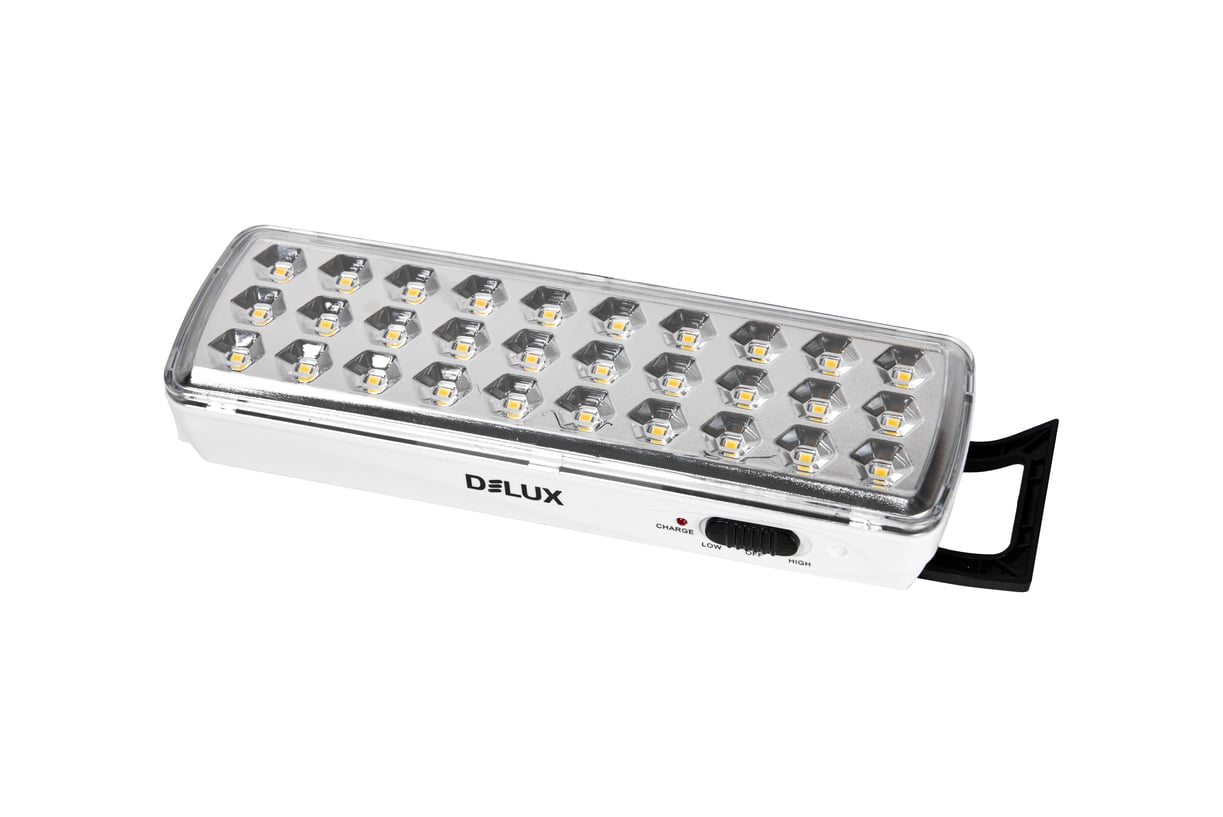 Светильник светодиодный аварийный Delux REL-501 LED 3.7 V 1,2 Ah 30 LED 2 Вт 202x68x40 аккумуляторный (90016960)