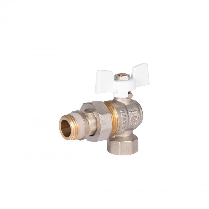 Кран шаровый SD Plus PN40 SD901NW15PN40 бабочка латунь никелированная ЗВ с американкой 1/2" (24851000)