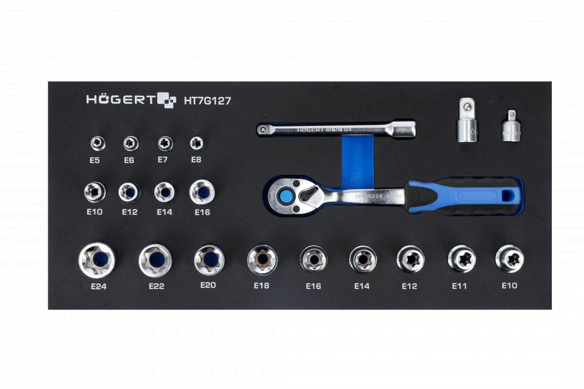 Набор инструментов с трещеткой 3/8″ 22 шт. (HT7G127)