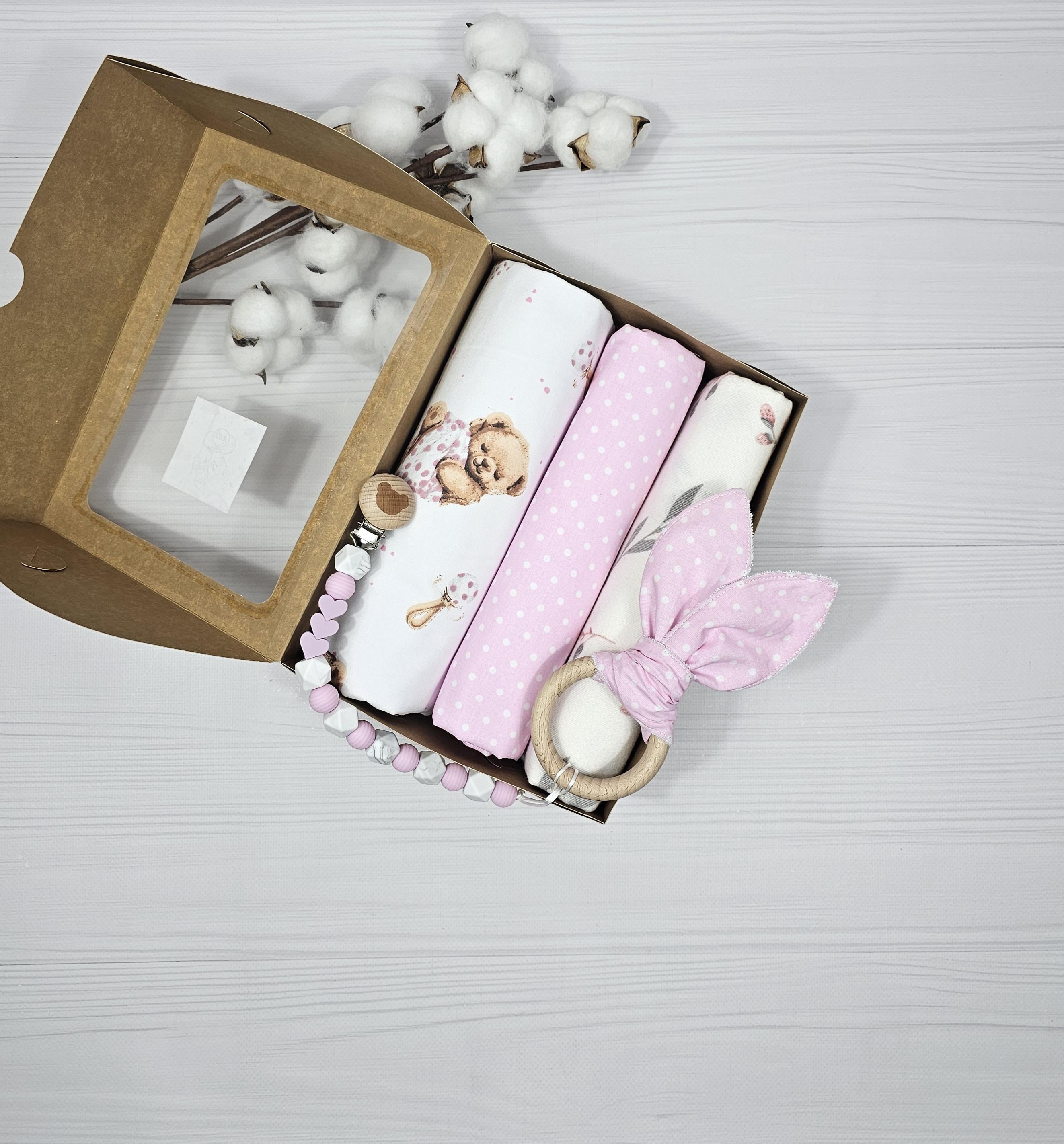 Набор пеленок детских a.l.babybox Горох с грызунком Бело-розовый (25073514)