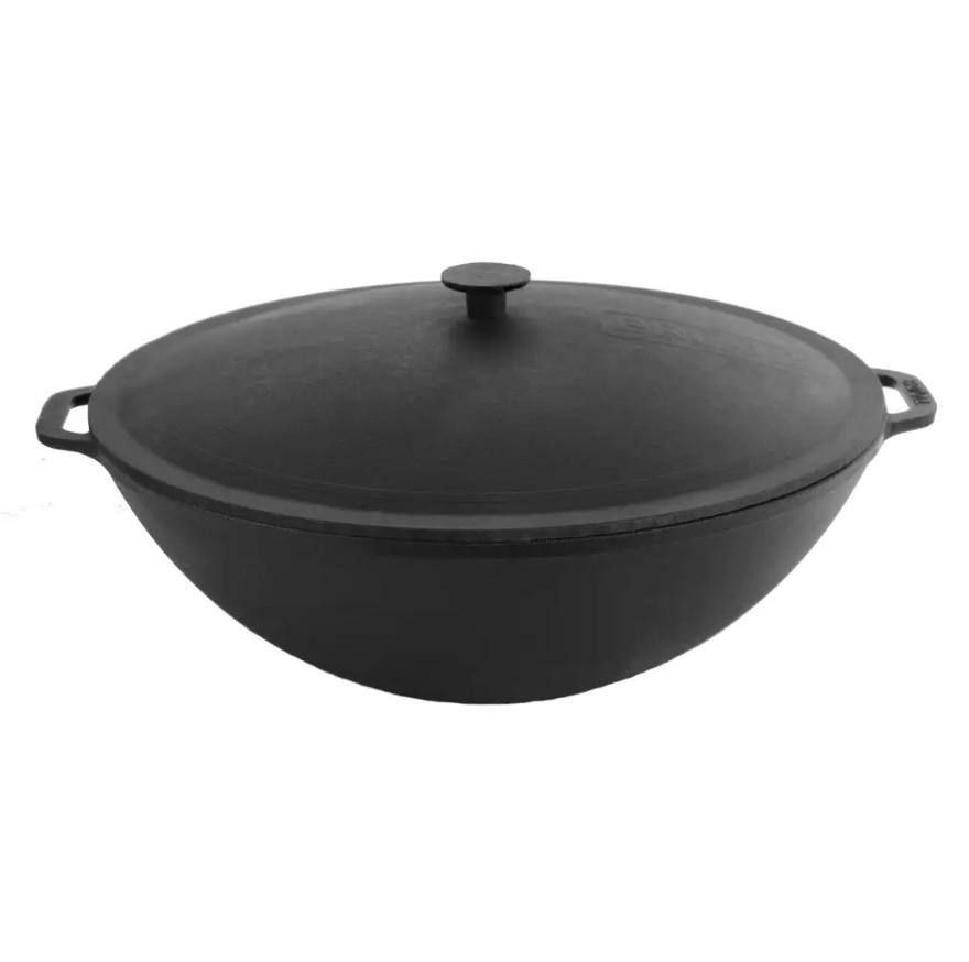Сковорода чугунная Brizoll WOK с крышкой 8 л 36 см (W36-1)