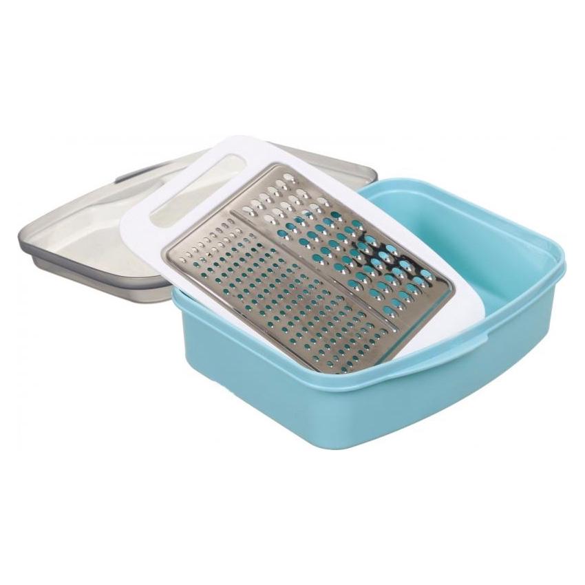 Тертка для кухні Gondol Plastic з контейнером та кришкою 21х17х7,5 см Блакитний (85315) - фото 1 Тертка для кухні Gondol Plastic з контейнером та кришкою 21х17х7,5 см Блакитний (85315) - фото 1