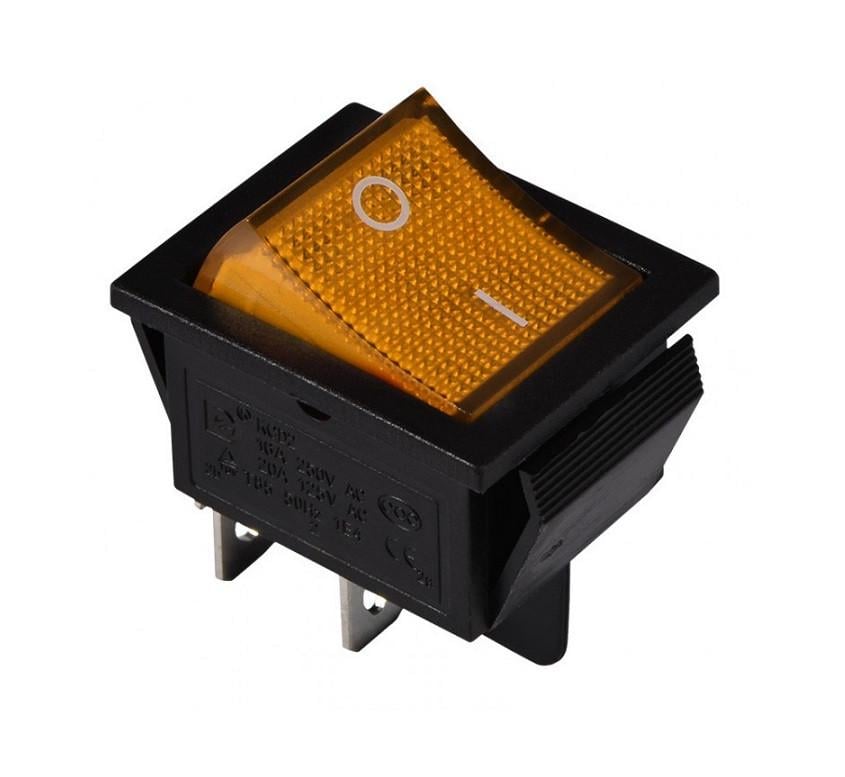 Переключатель TechnoSystems KCD2-201N Y/B 220 V с подсветкой Yellow (1554870618)