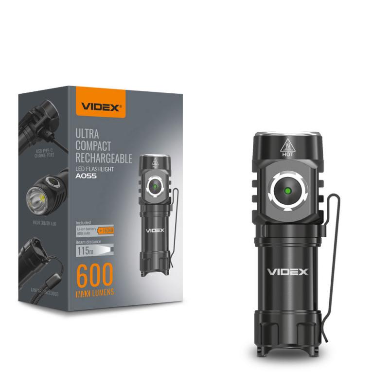 Фонарик портативный многоцелевой Videx VLF-A055 600Lm 5700K (26569)
