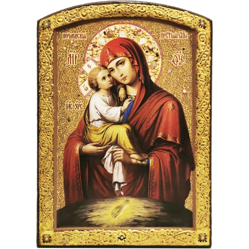 Вінчальна пара Богородиця Почаївська та Спаситель на дереві (В-04212509) - фото 2 Вінчальна пара Богородиця Почаївська та Спаситель на дереві (В-04212509) - фото 2