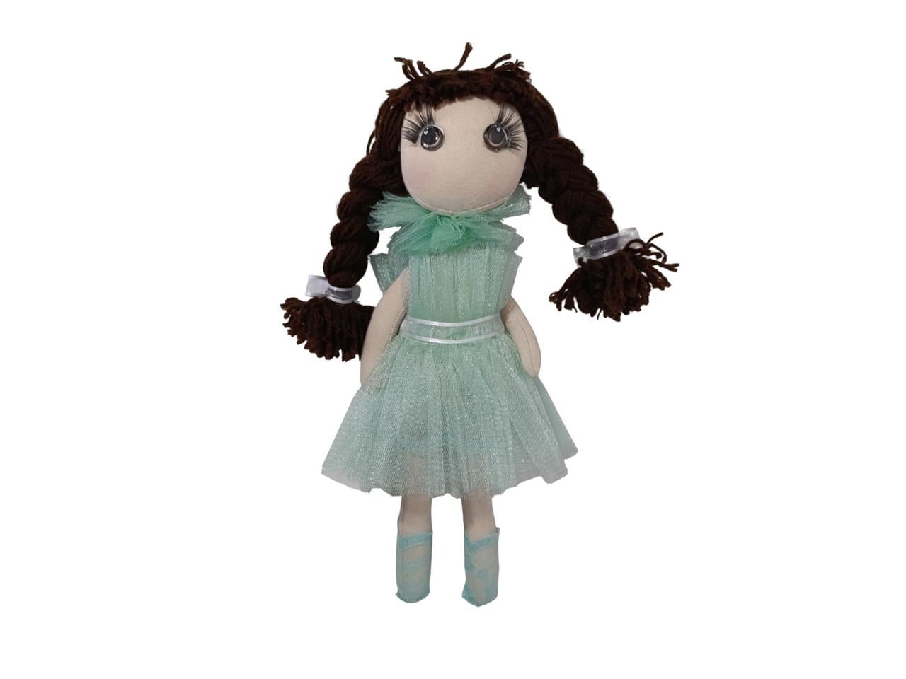 Кукла мягкая Брюнетка косы 32см Мятный (2876239396)