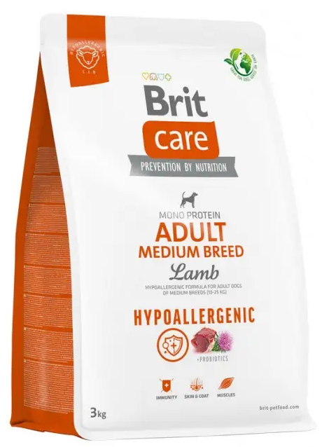 Корм сухий для середніх порід Brit Care Hypoallergenic з ягням 3 кг (172215)