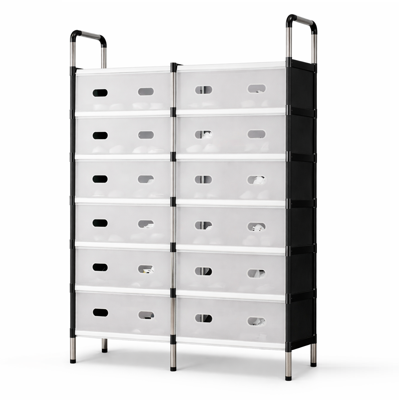 Полиця для взуття RIAS Storage Shoe Rack WFB26207 6 полиць 80x28x128 см White/Black (3_07865)