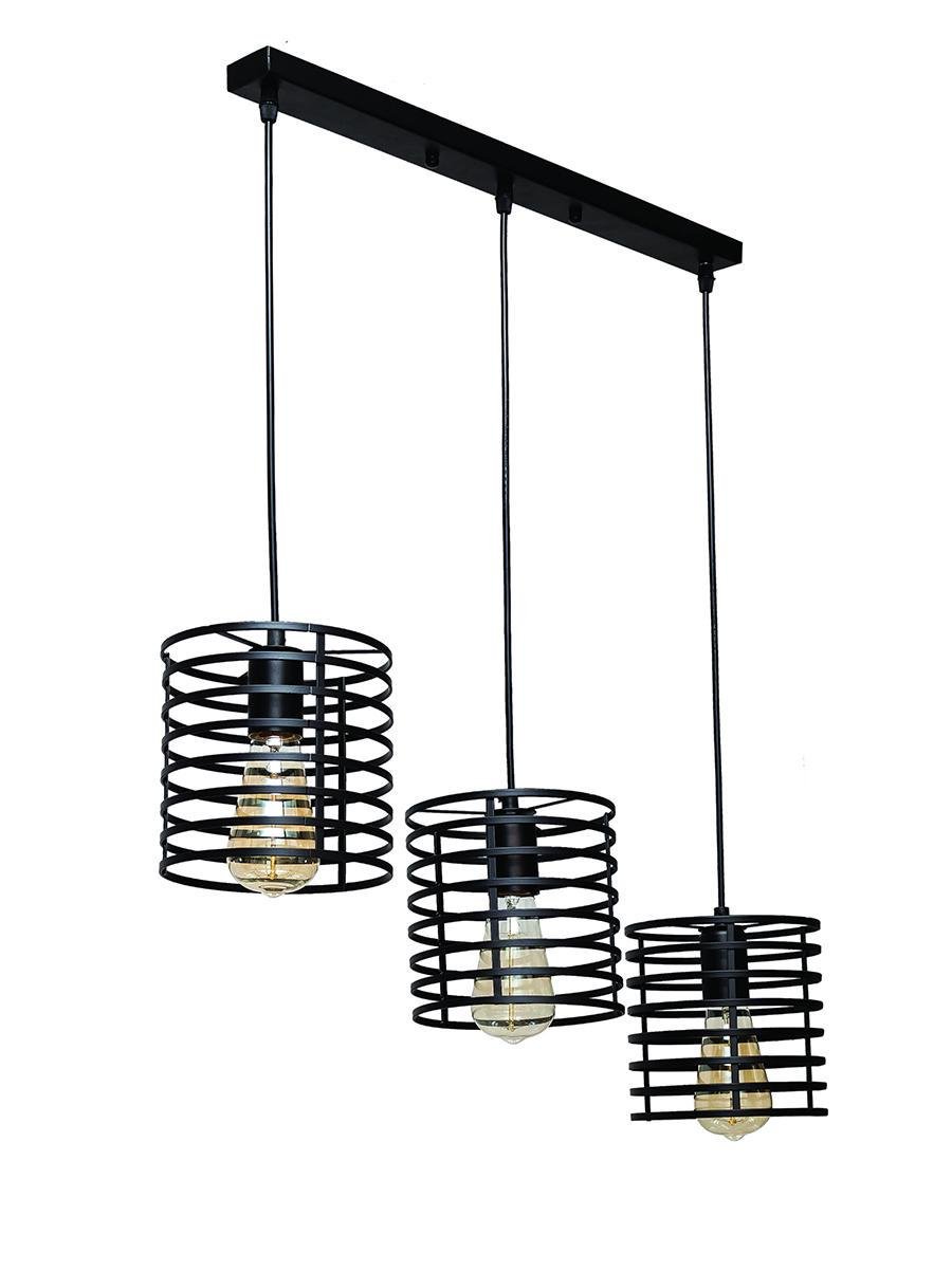 Підвісний світильник Levistella 707-P9150F-3 BK 500 в стилі лофт з трьома плафонами 16 см (14-16-LVS04737)
