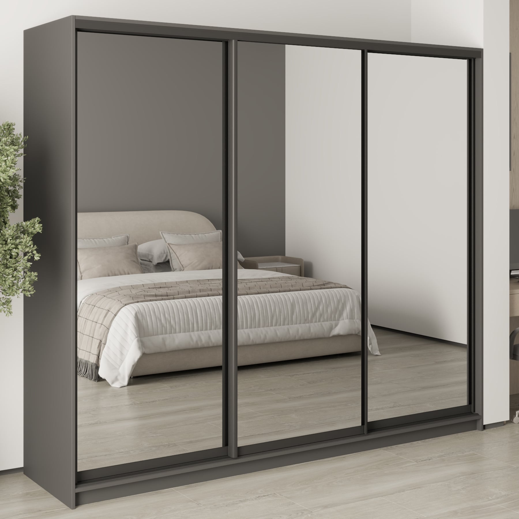 Шкаф-купе трехдверный Mebel Star Комбо BG MBS-9264 240х60х210 см Антрацит (1009253)