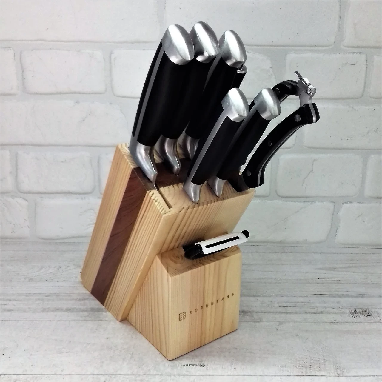 Набір кухонних ножів Edenberg із нержавіючої сталі на підставці 9 пр. (EB-3612)