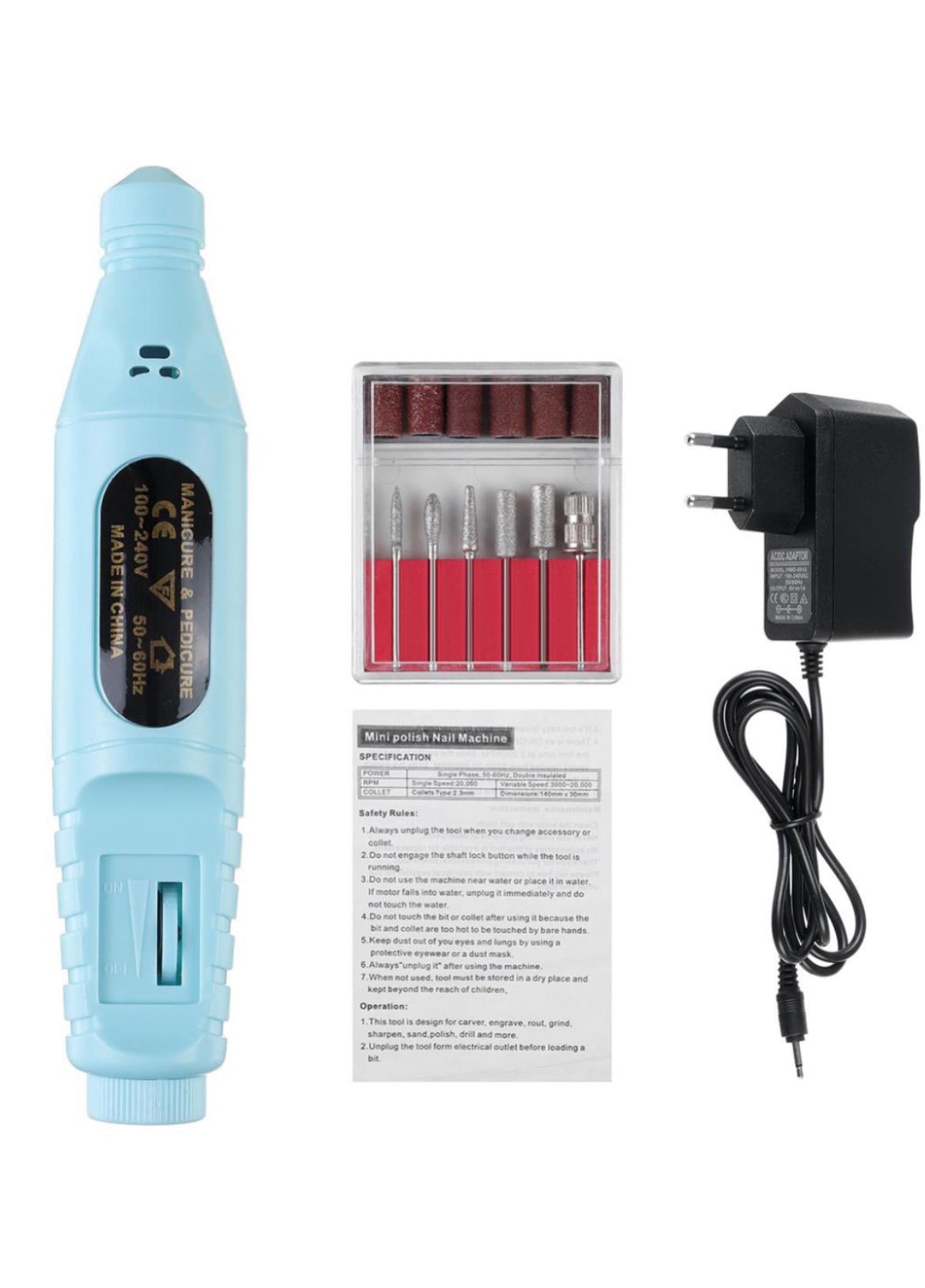 Фрезер для маникюра Good Idea ivs-3011 и набор фрез в комплекте Голубой (ivs3011)