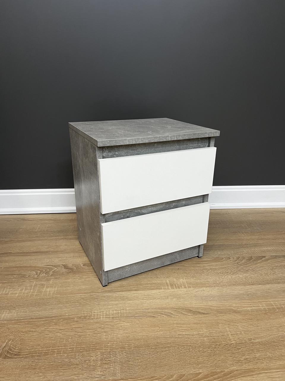 Приліжкова тумба Кватро 2 шухляди 400х480х340 мм Бетон/Білий