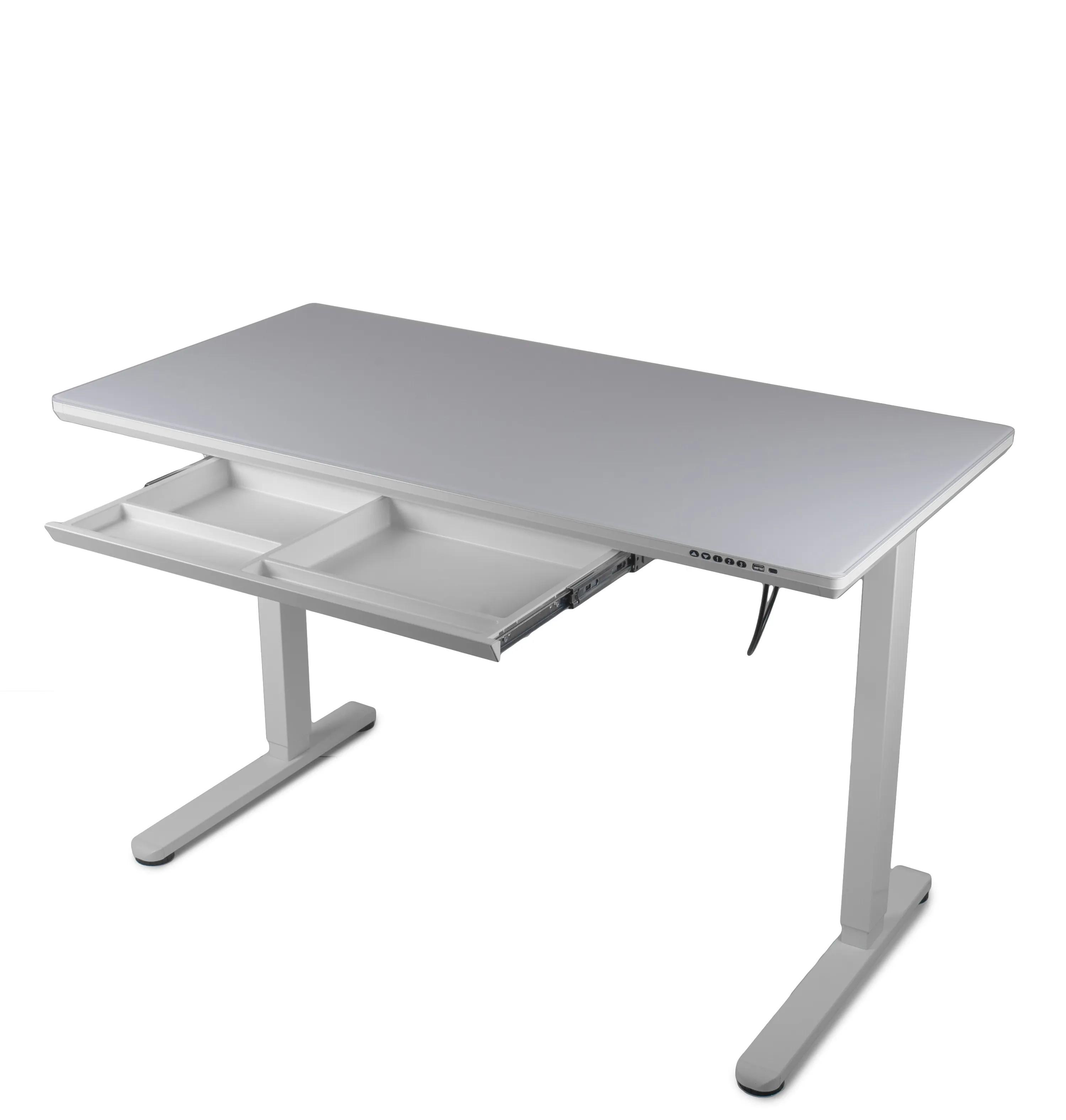Стол регулируемый Barsky StandUp Glass 1200х600 мм с выдвижной полкой White (BST-12new)