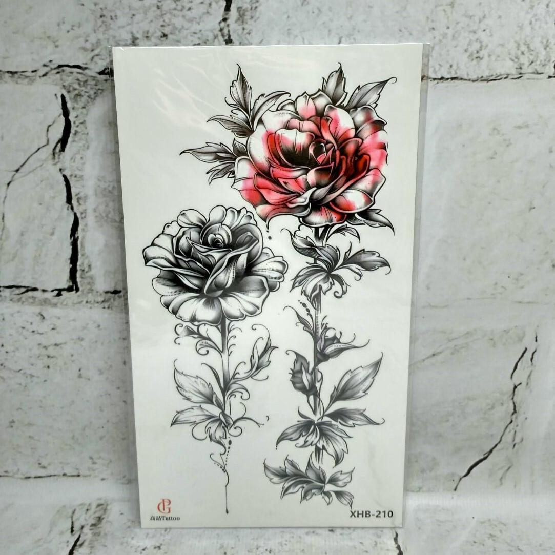 Тату временное Цветы лист 11,5x21 см (XHB-210)