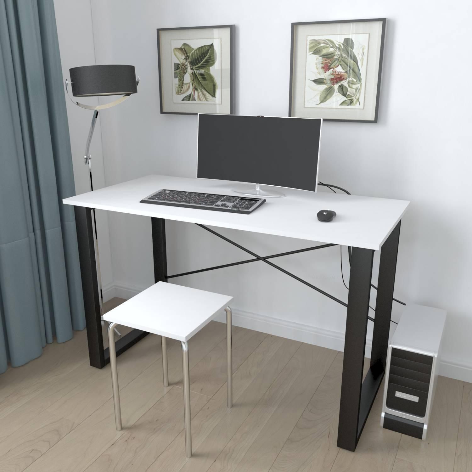 Письмовий стіл Ferrum-decor Драйв 750x1400x700 мм метал Чорний/ДСП Білий (DRA106)
