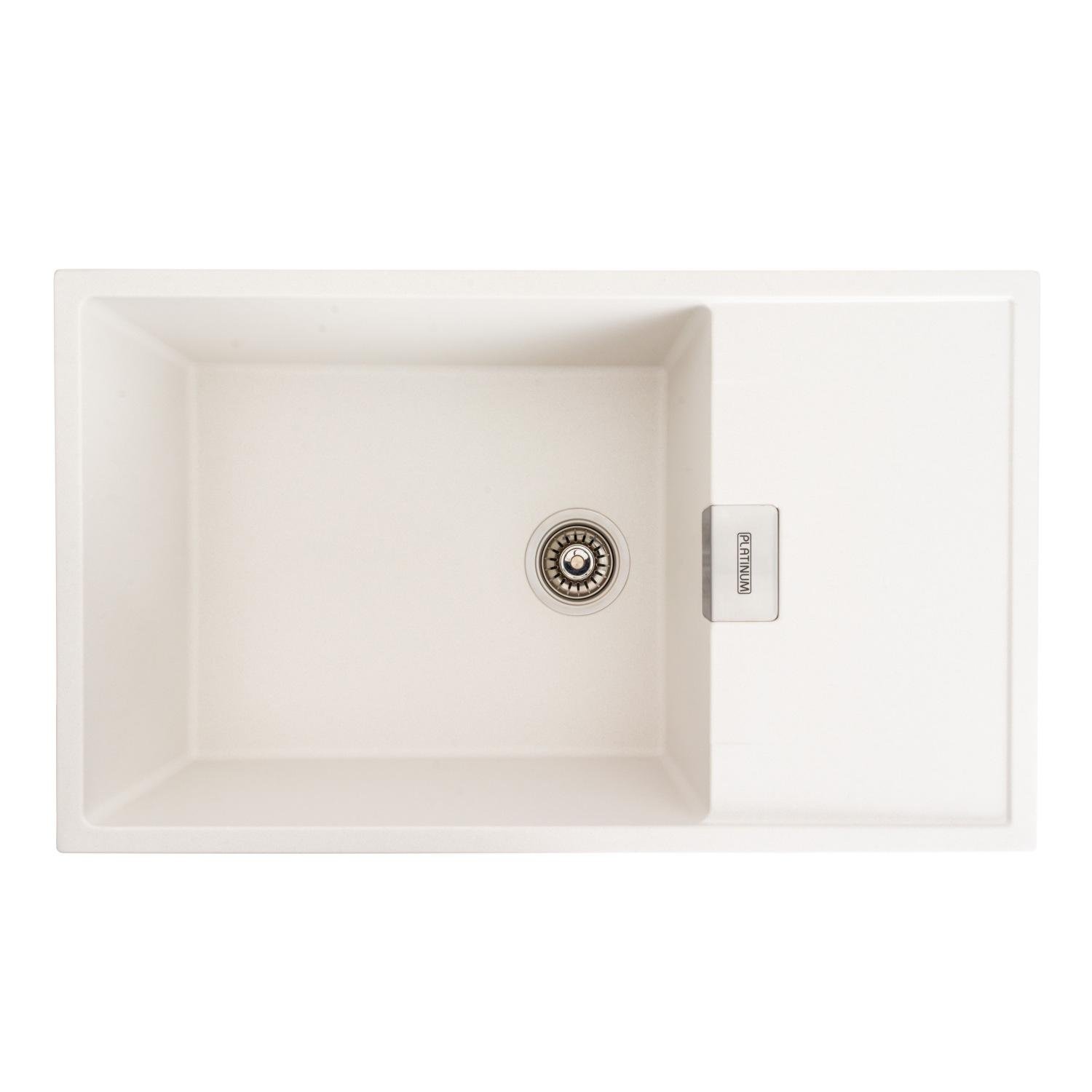 Мийка кухонна Platinum PLS-A39163 гранітна прямокутна 860x500 мм Білий (25960351)